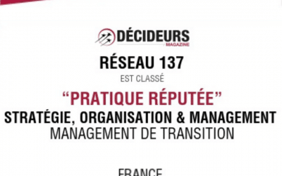 RÉSEAU 137 ENTRE AU CLASSEMENT 2020 DES MEILLEURS CABINETS DE MANAGEMENT DE TRANSITION